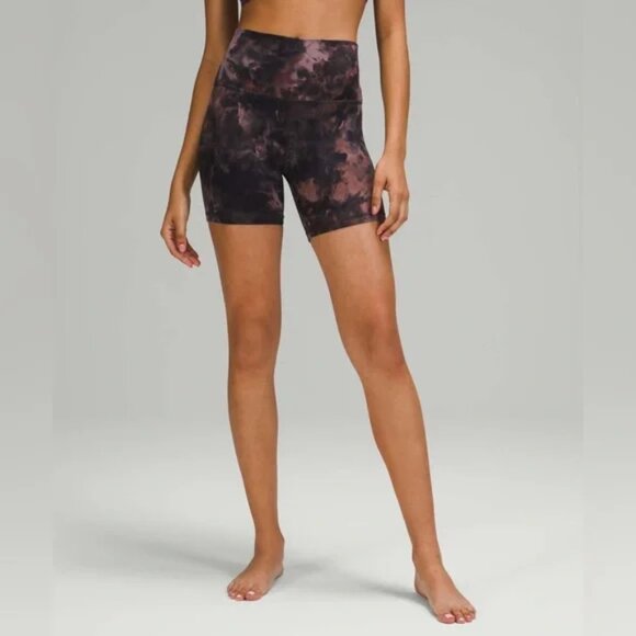 LULULEMON Align Bike Short 6" Diamond Dye Graphite Grey Pink Pastel Women's 14 - Picture 1 of 12